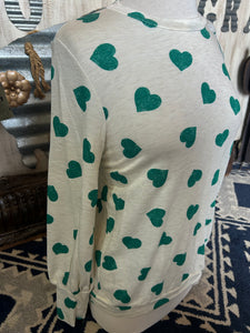 Final Sale Top: Green Heart Top