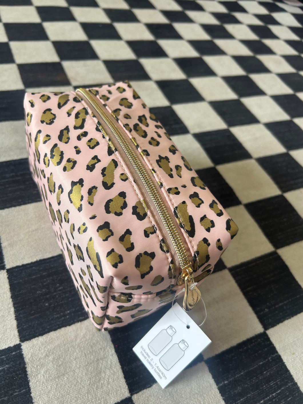 Makeup bag: Pink/gold leopard