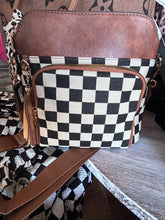Load image into Gallery viewer, Crossbody: Brown checkered purse