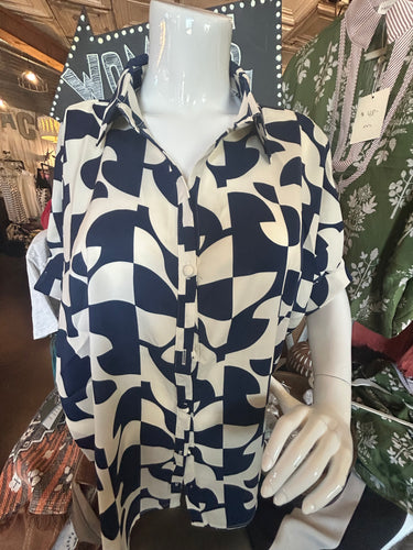 Top: Navy and cream