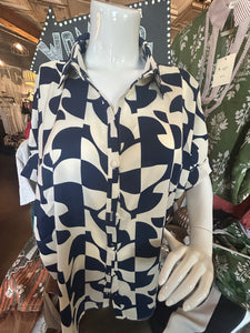 Top: Navy and cream