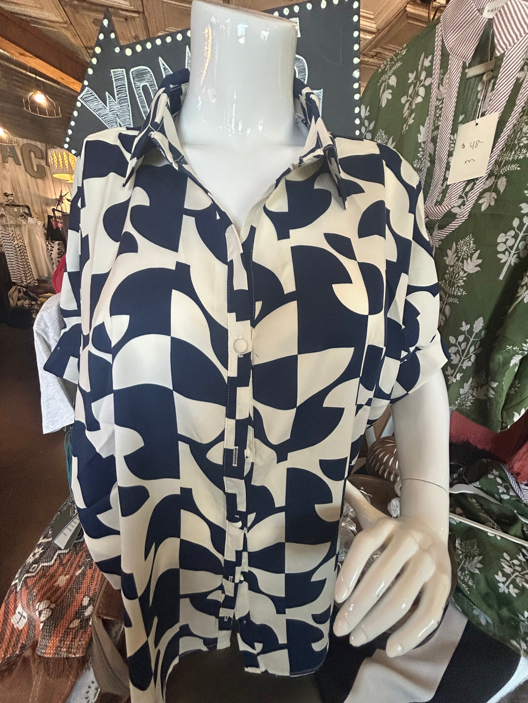Top: Navy and cream