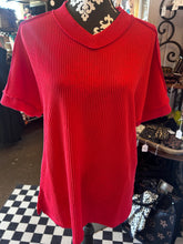 Load image into Gallery viewer, Top: Red Rib V-Neck