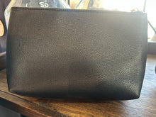 Load image into Gallery viewer, Makeup Bag: Black and tan Pleather