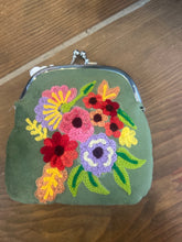Load image into Gallery viewer, Green Floral Coin Bag