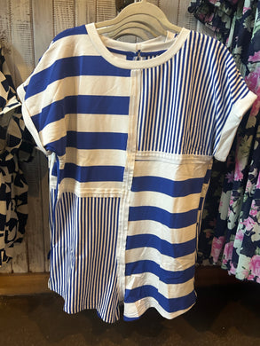 Romper: Blue striped