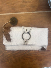 Load image into Gallery viewer, Brown/white cowhide wallet