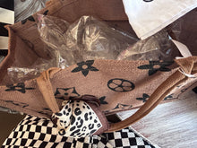 Load image into Gallery viewer, Travel Bag: Burlap brown bag with scarf