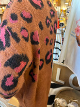 Load image into Gallery viewer, Cardigan Sweater: Brown/Leopard