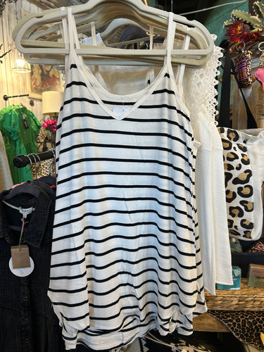 Tank: Black and White Stripes