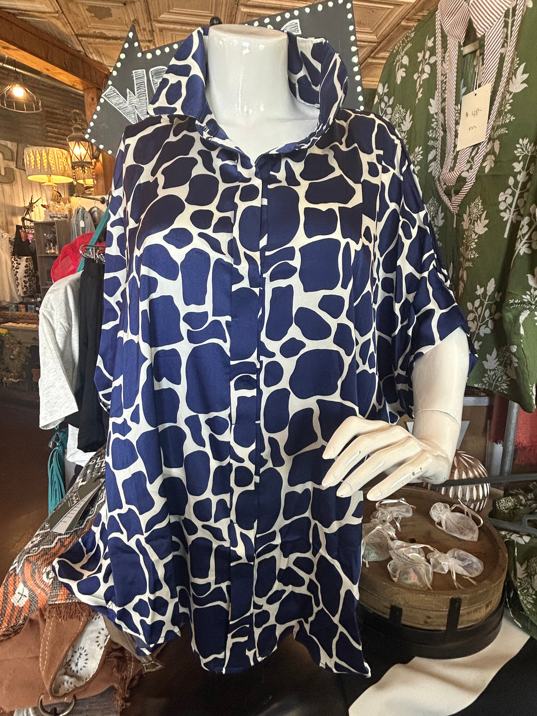 Top: Blue Satin w/cream