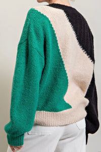 Sweater: Green/Blk/Crm