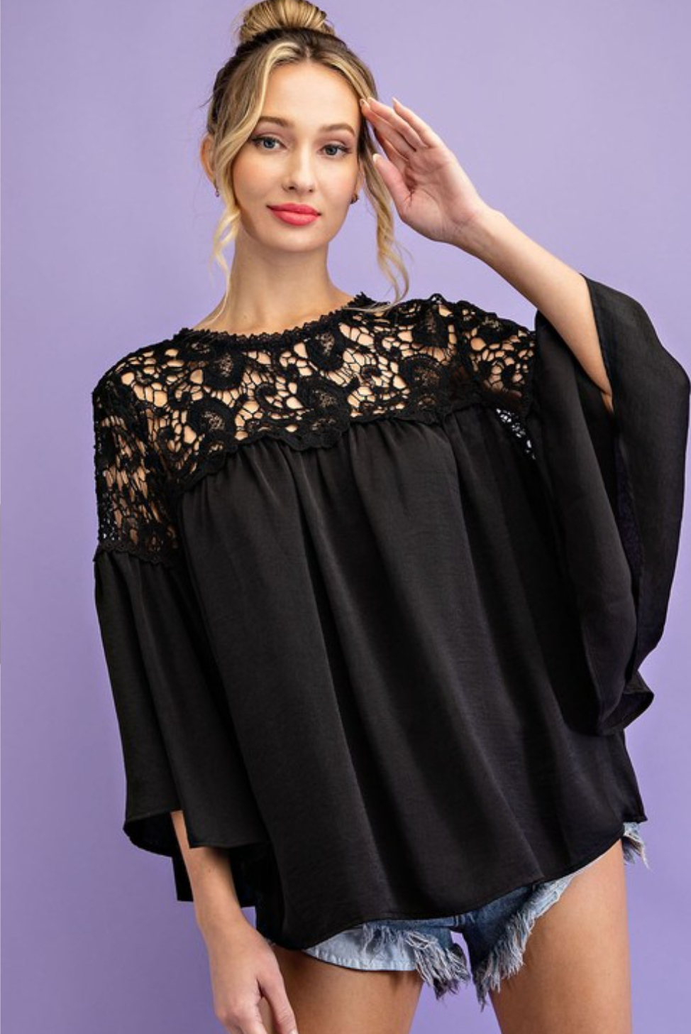 Top: Black bell laced top